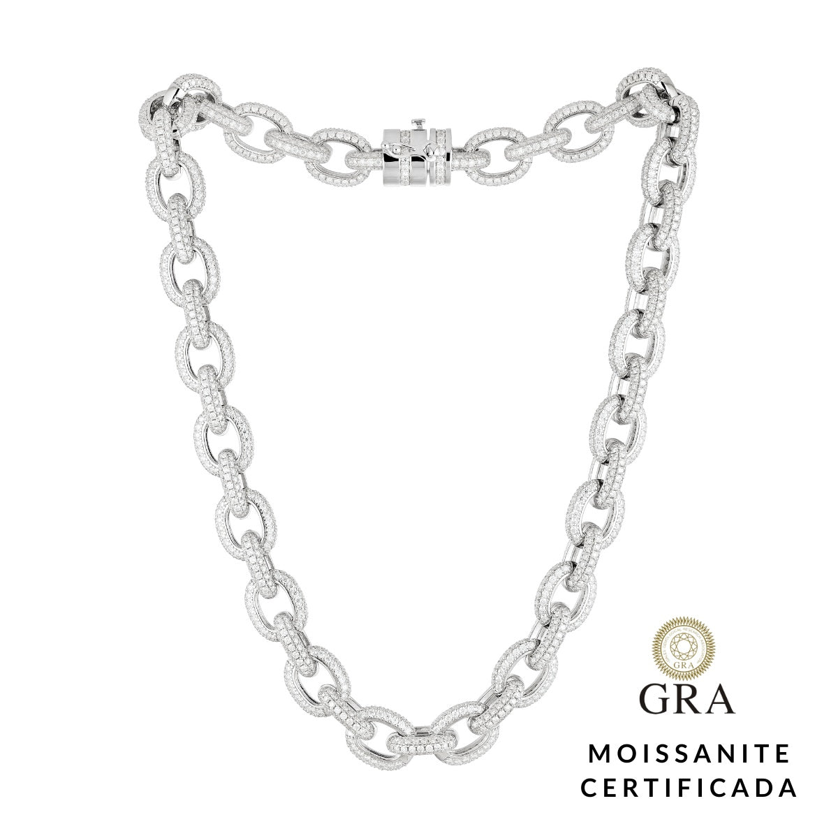 Colar Elos Cravejados Glam Moissanite 34.6 ct