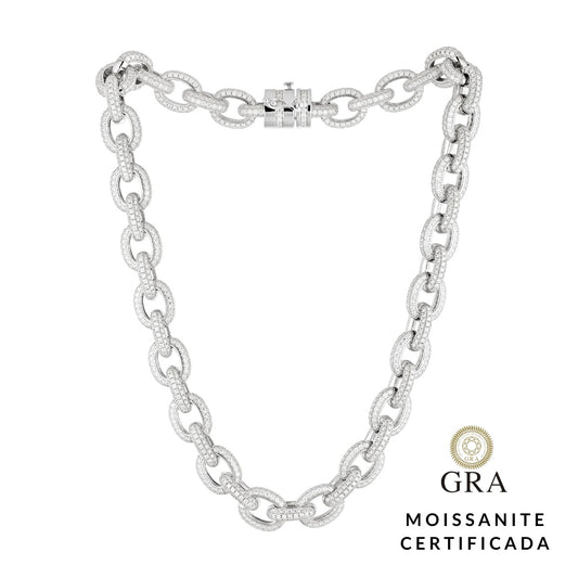 Colar Elos Cravejados Glam Moissanite 34.6 ct