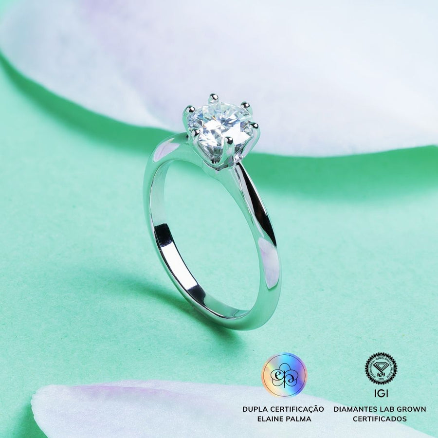 Anel Solitário com Diamante de Laboratório 1,06 ct
