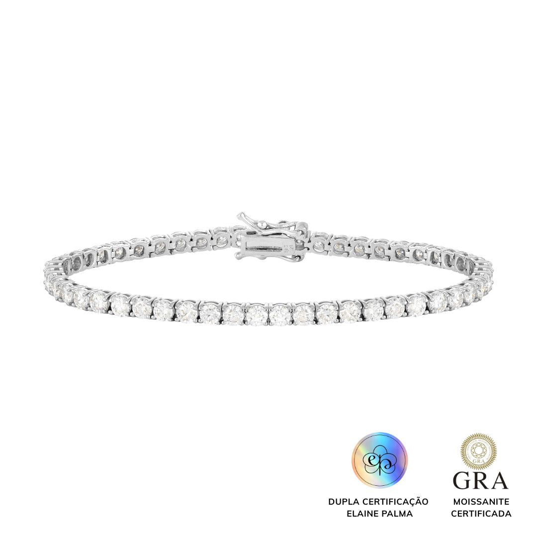 Pulseira Riviera 3 mm Glam Moissanite 5.1 ct
