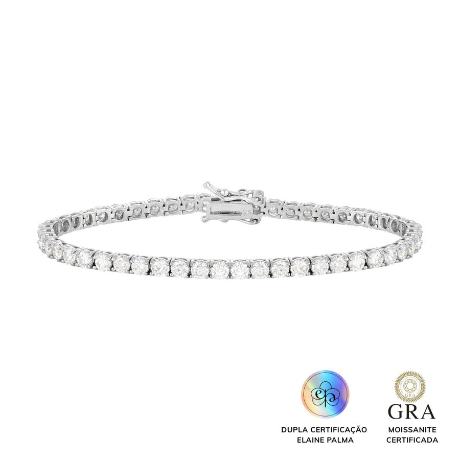 Pulseira Riviera 3 mm Glam Moissanite 5.1 ct