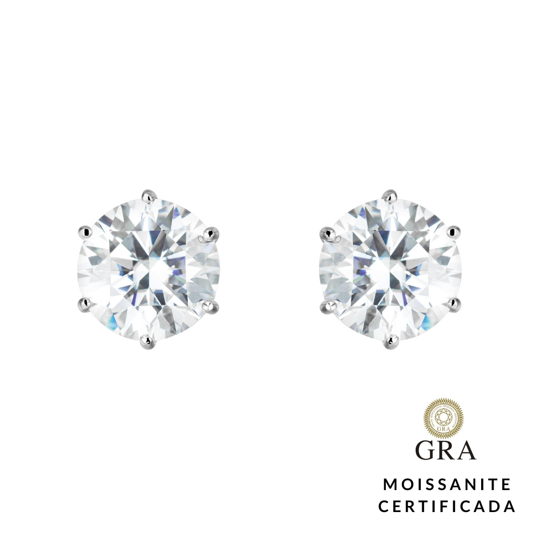 Brinco Solitário Glam Moissanite 5.0 ct