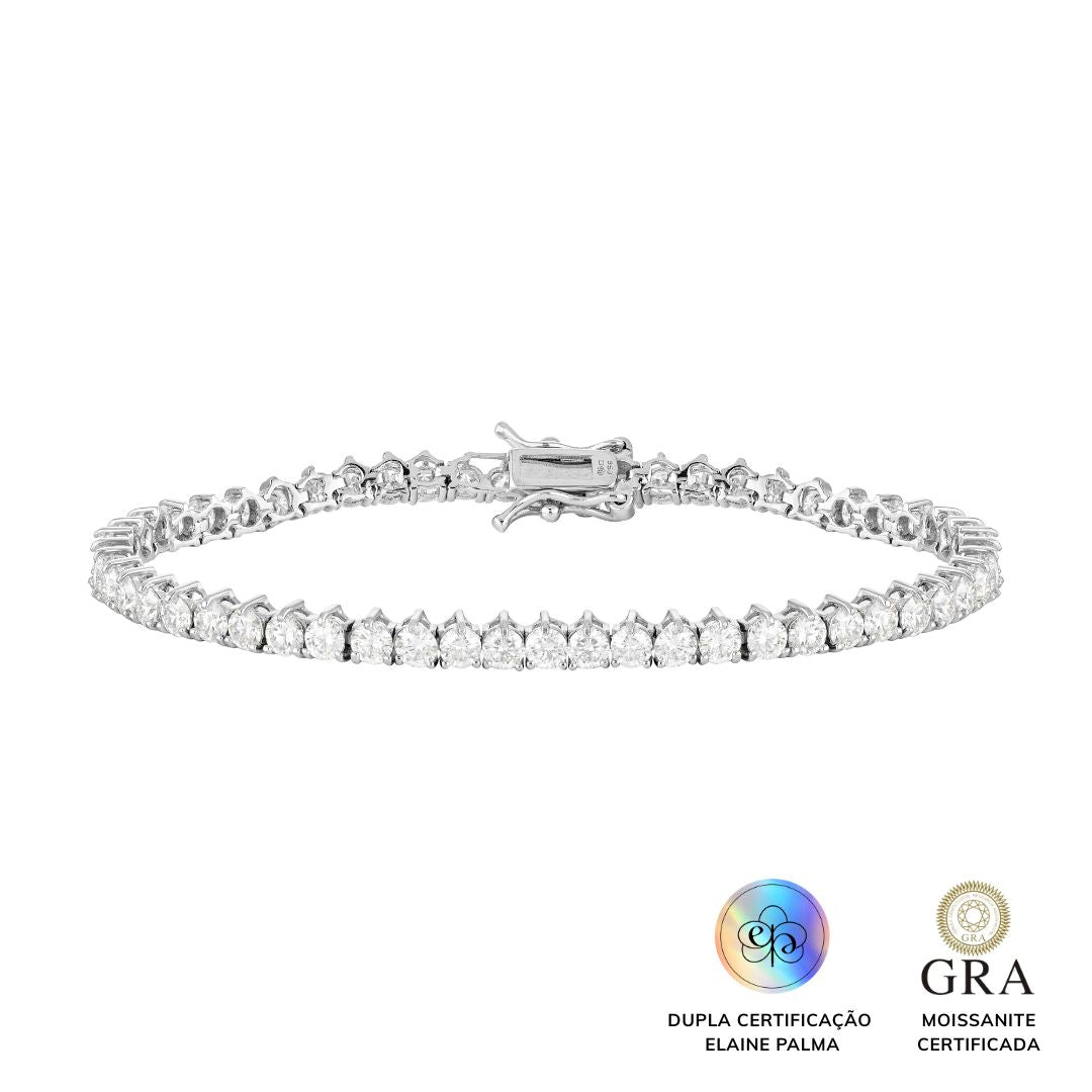 Pulseira Riviera Coração 3 mm Glam Moissanite 5.4 ct