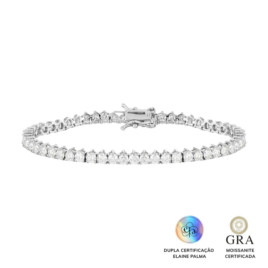 Pulseira Riviera Coração 3 mm Glam Moissanite 5.4 ct