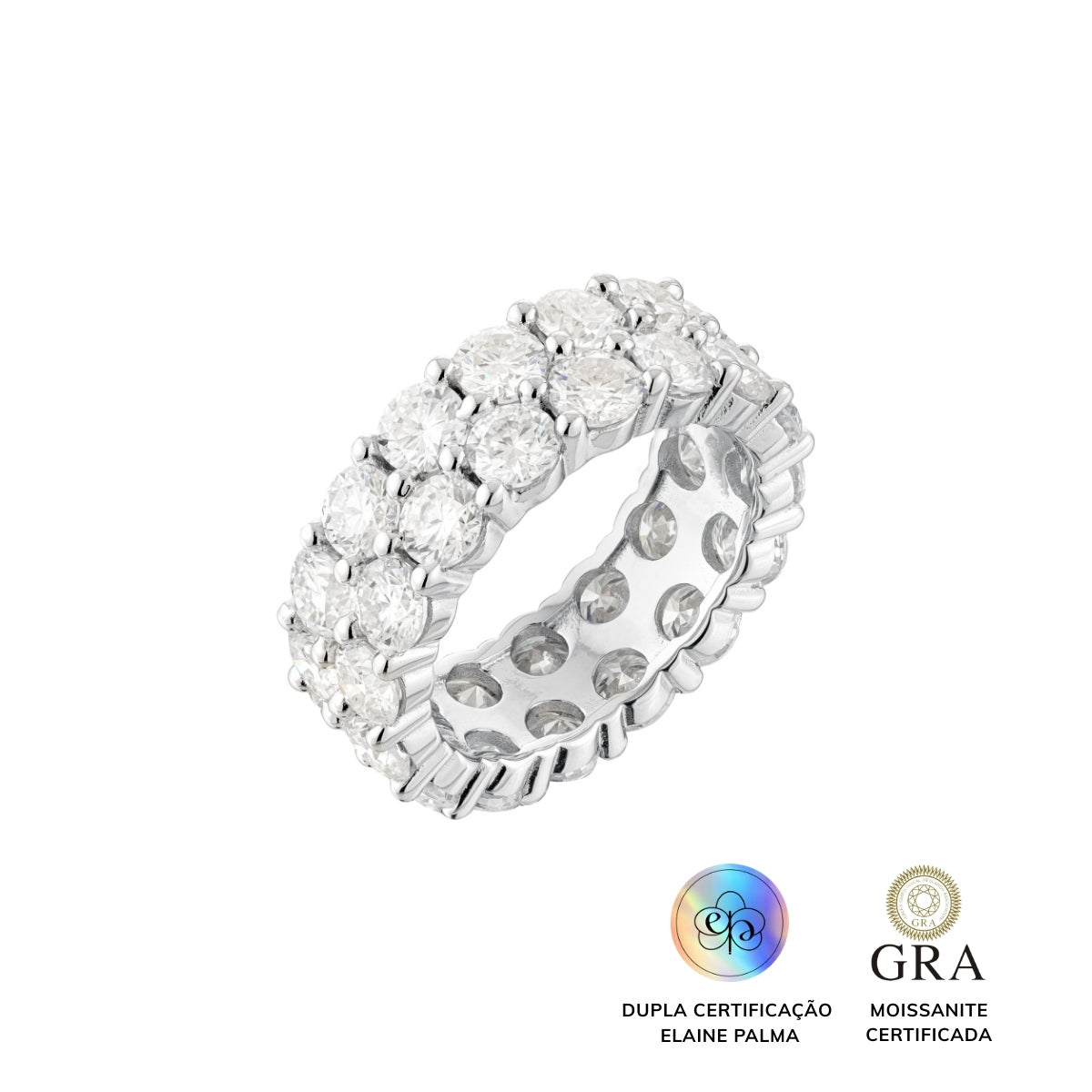 Anel Aliança Duo Glam Moissanite 4 ct