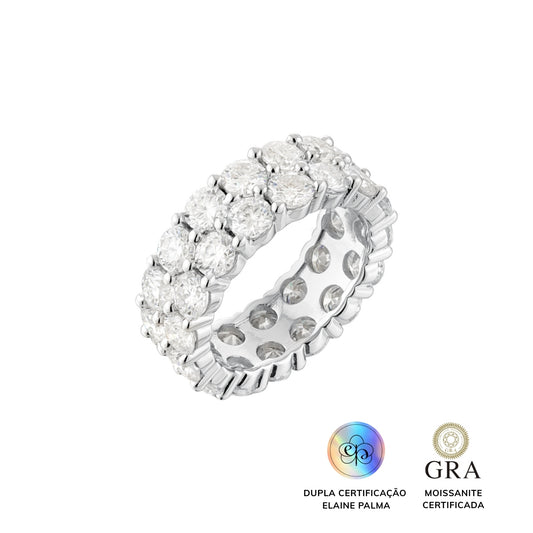 Anel Aliança Duo Glam Moissanite 4 ct