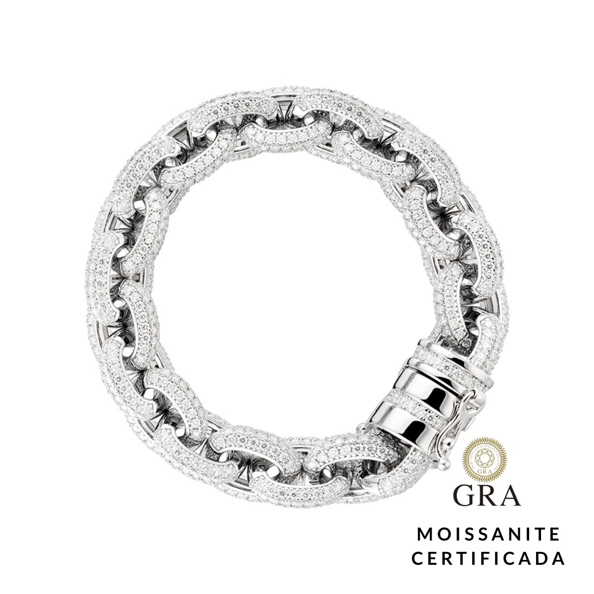 Pulseira Elos Cravejados Glam Moissanite 15.5 ct