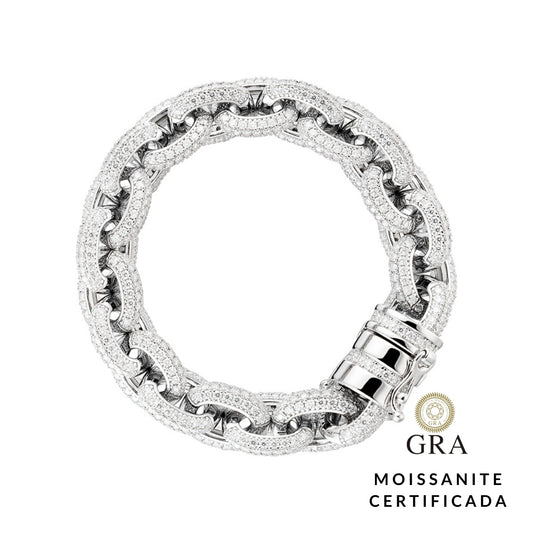 Pulseira Elos Cravejados Glam Moissanite 15.5 ct
