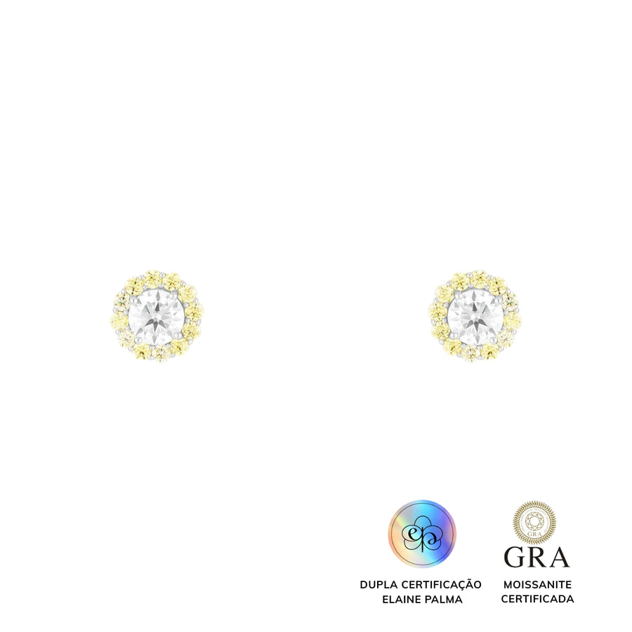 Brinco Little Flower Glam Moissanite