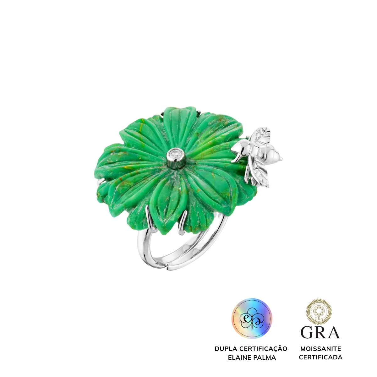 Anel Flor Esmeralda Glam Moissanite 0.06 ct