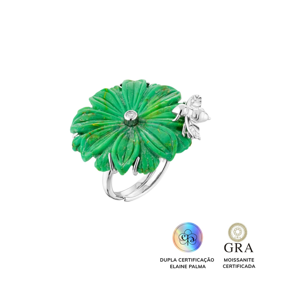 Anel Flor Esmeralda Glam Moissanite 0.06 ct