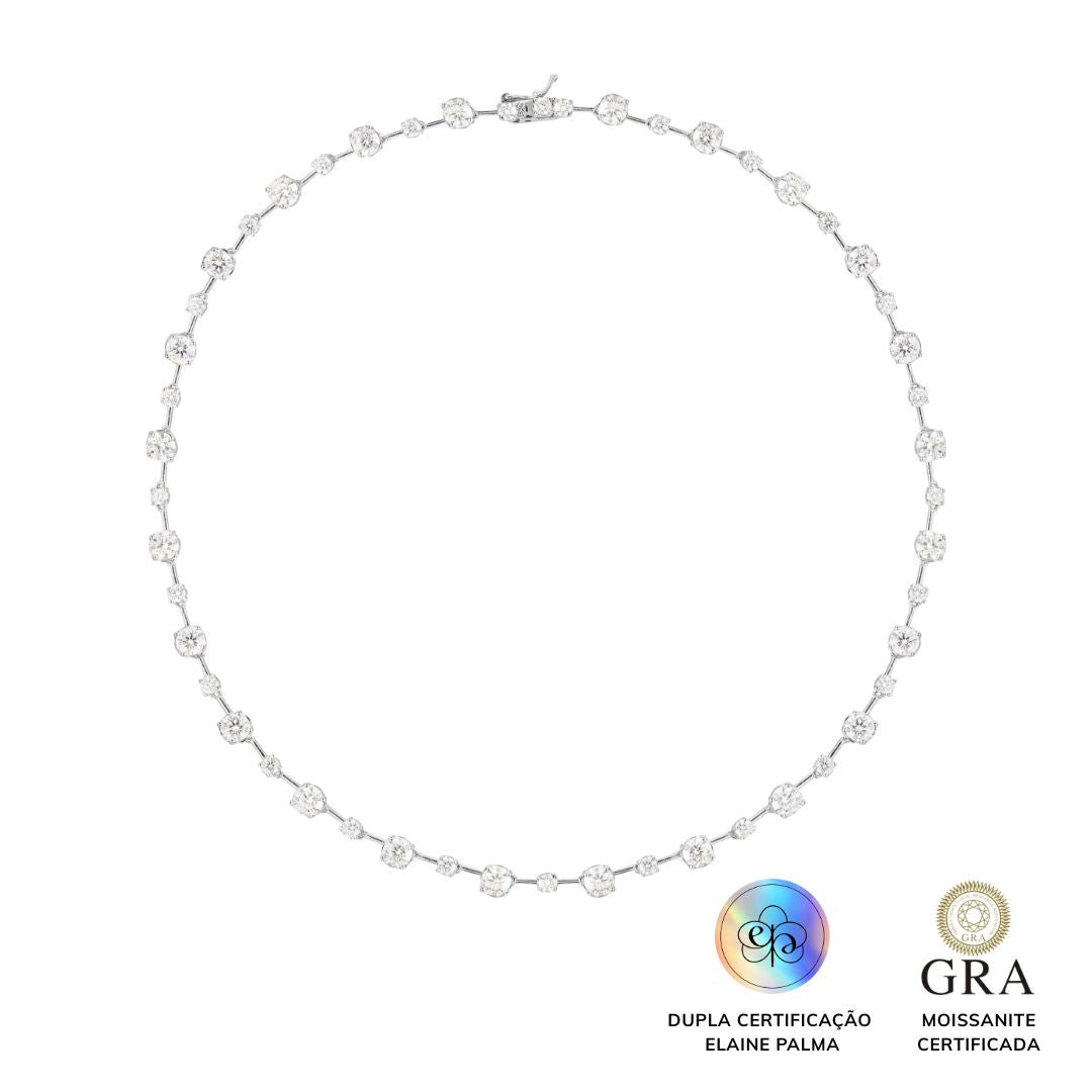 Colar Riviera Fio de Orvalho Glam Moissanite 13.7 ct