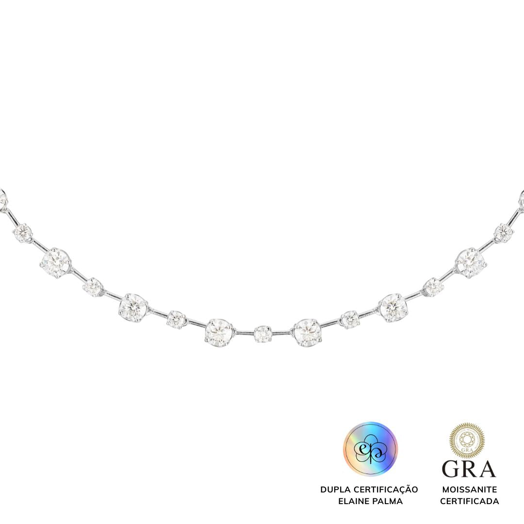 Colar Riviera Fio de Orvalho Glam Moissanite 13.7 ct