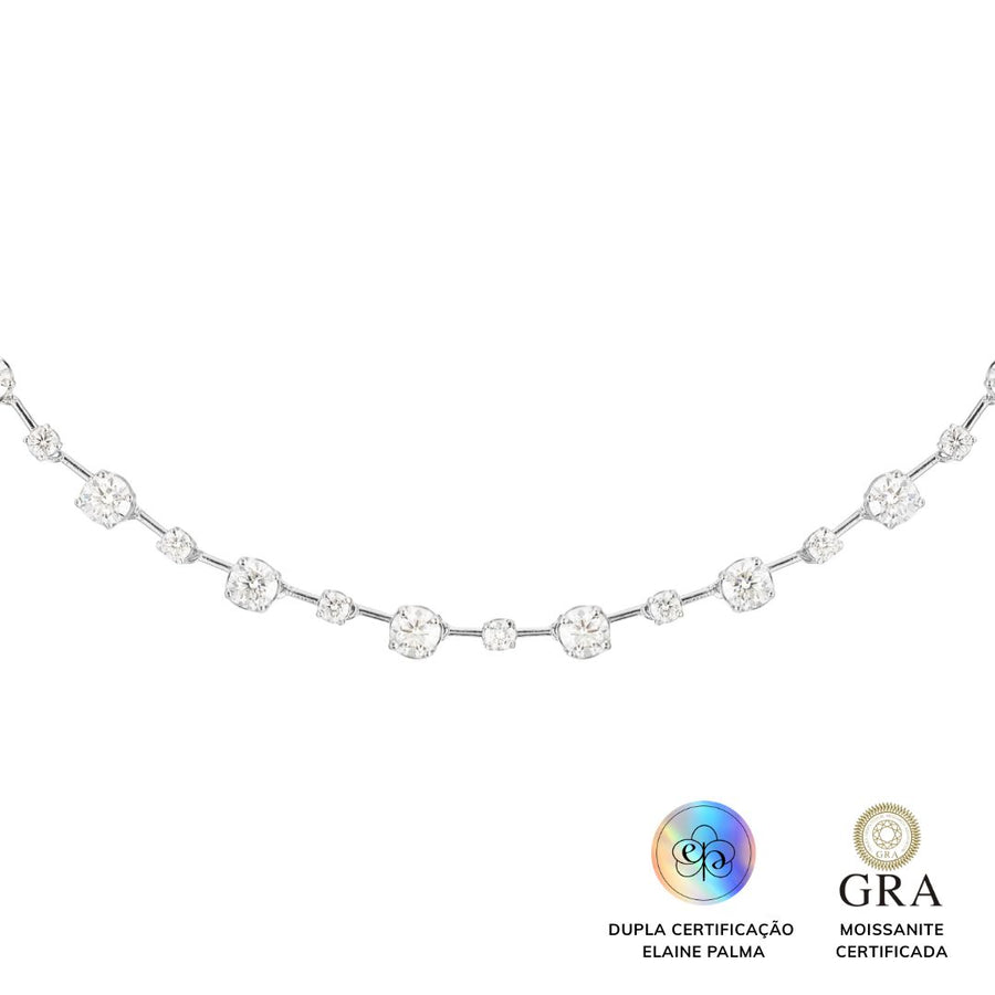 Colar Riviera Fio de Orvalho Glam Moissanite 13.7 ct