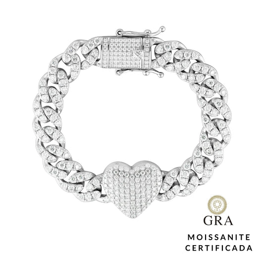 Pulseira Elos Heart Glam Moissanite 8,49 ct