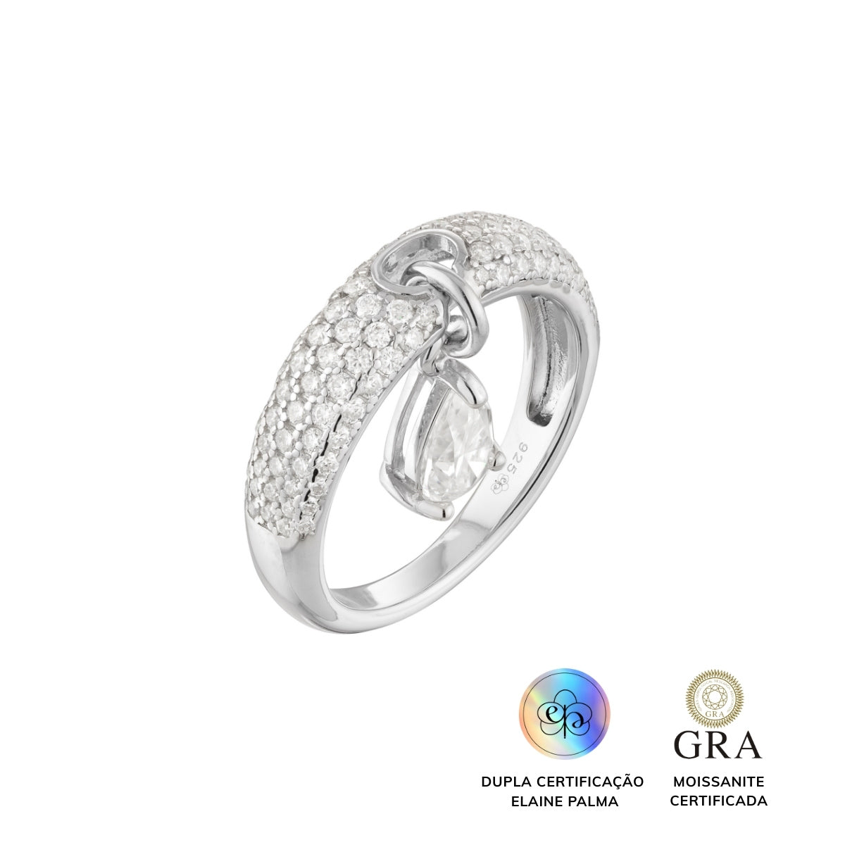 Anel Drop Brilho Glam Moissanite 1 ct