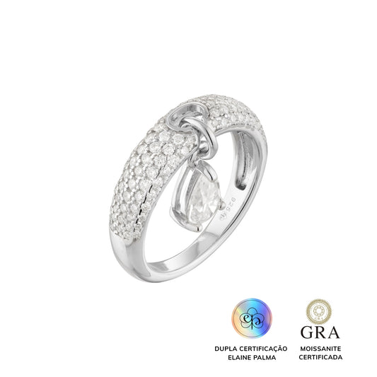 Anel Drop Brilho Glam Moissanite 1 ct