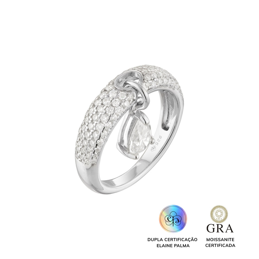 Anel Drop Brilho Glam Moissanite 1 ct