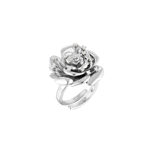 Anel Rosa Dual Ródio