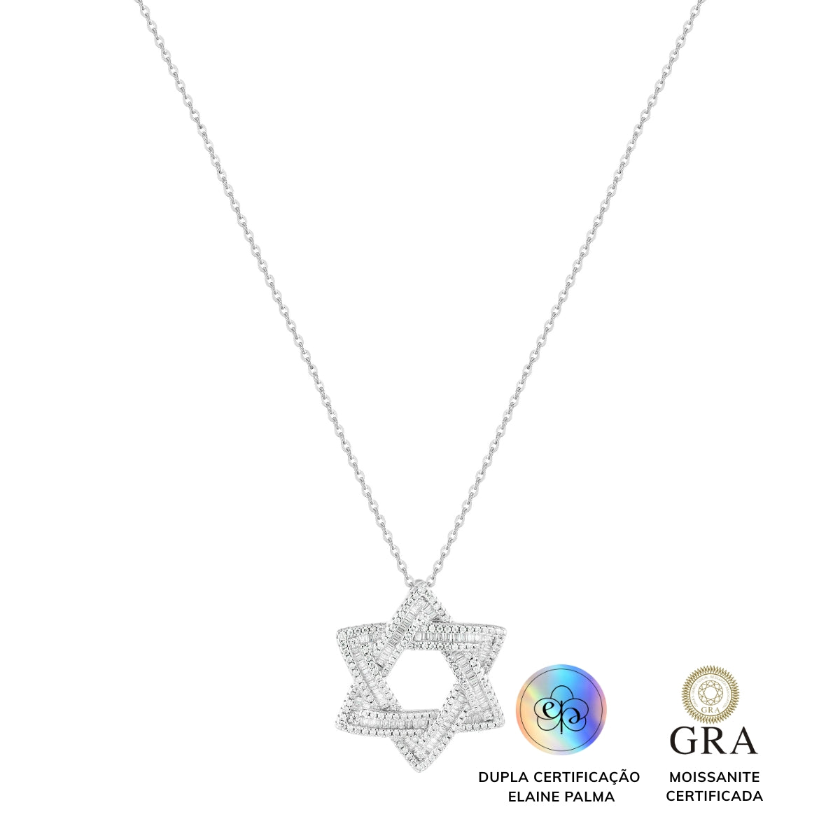 Colar Estrela de Davi Glam Moissanite