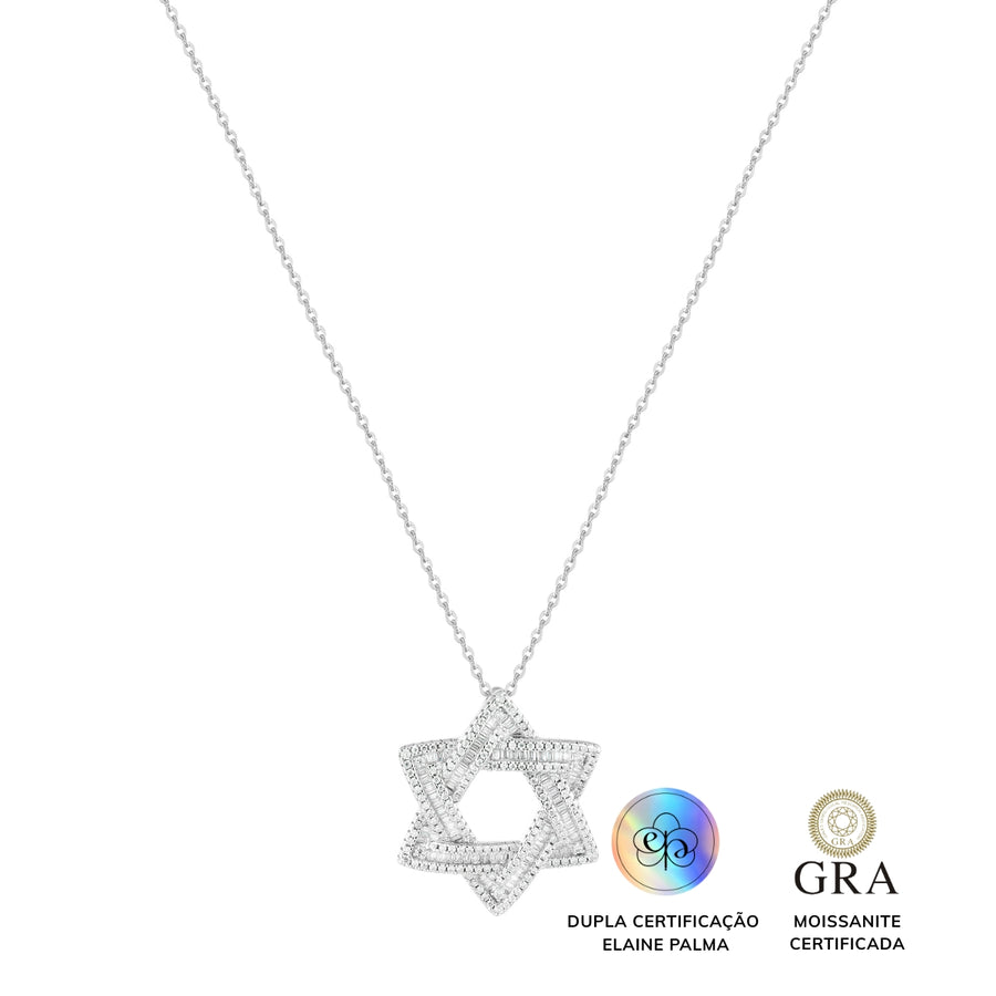Colar Estrela de Davi Glam Moissanite