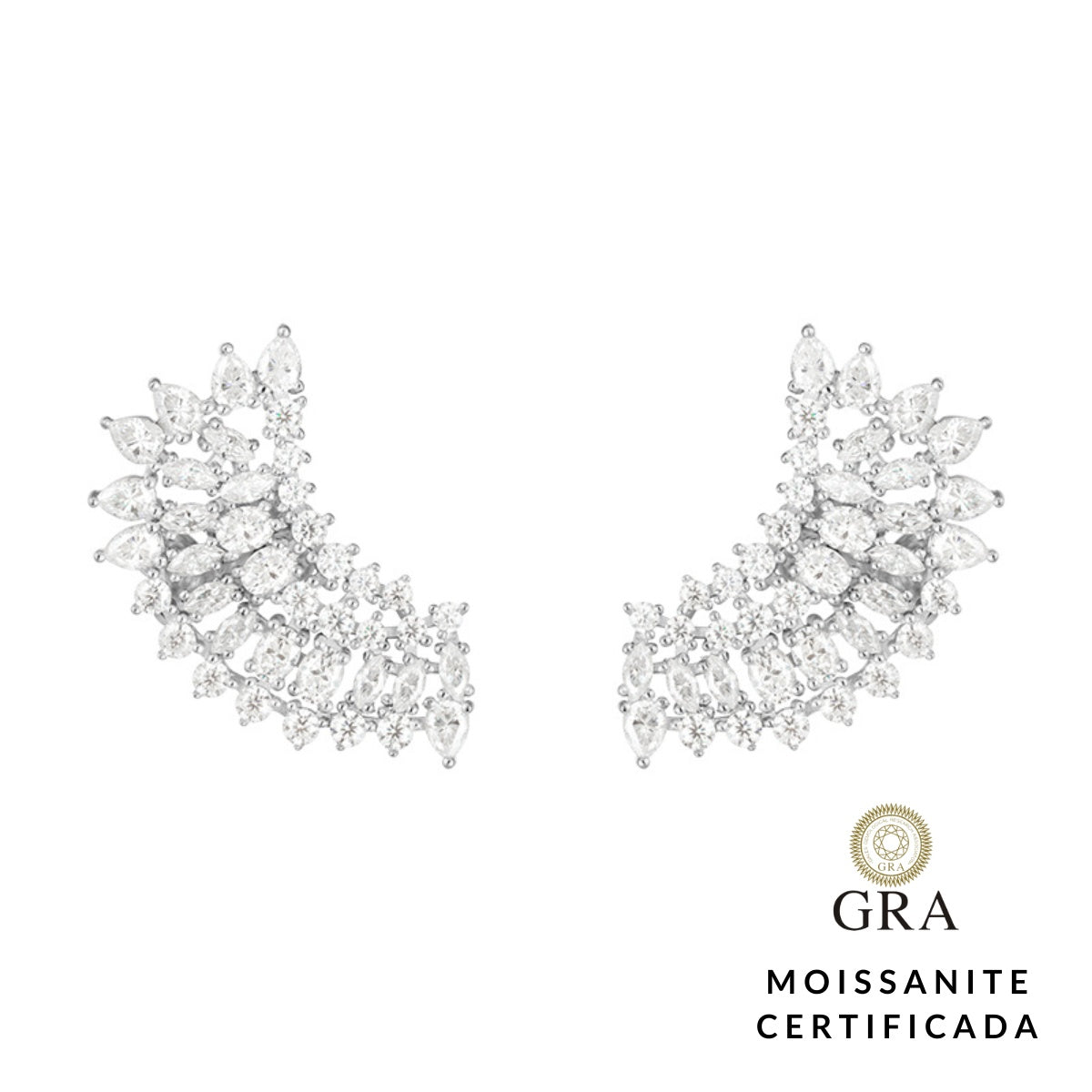 Brinco Earcuff Asas Glam Moissanite 9.26 ct