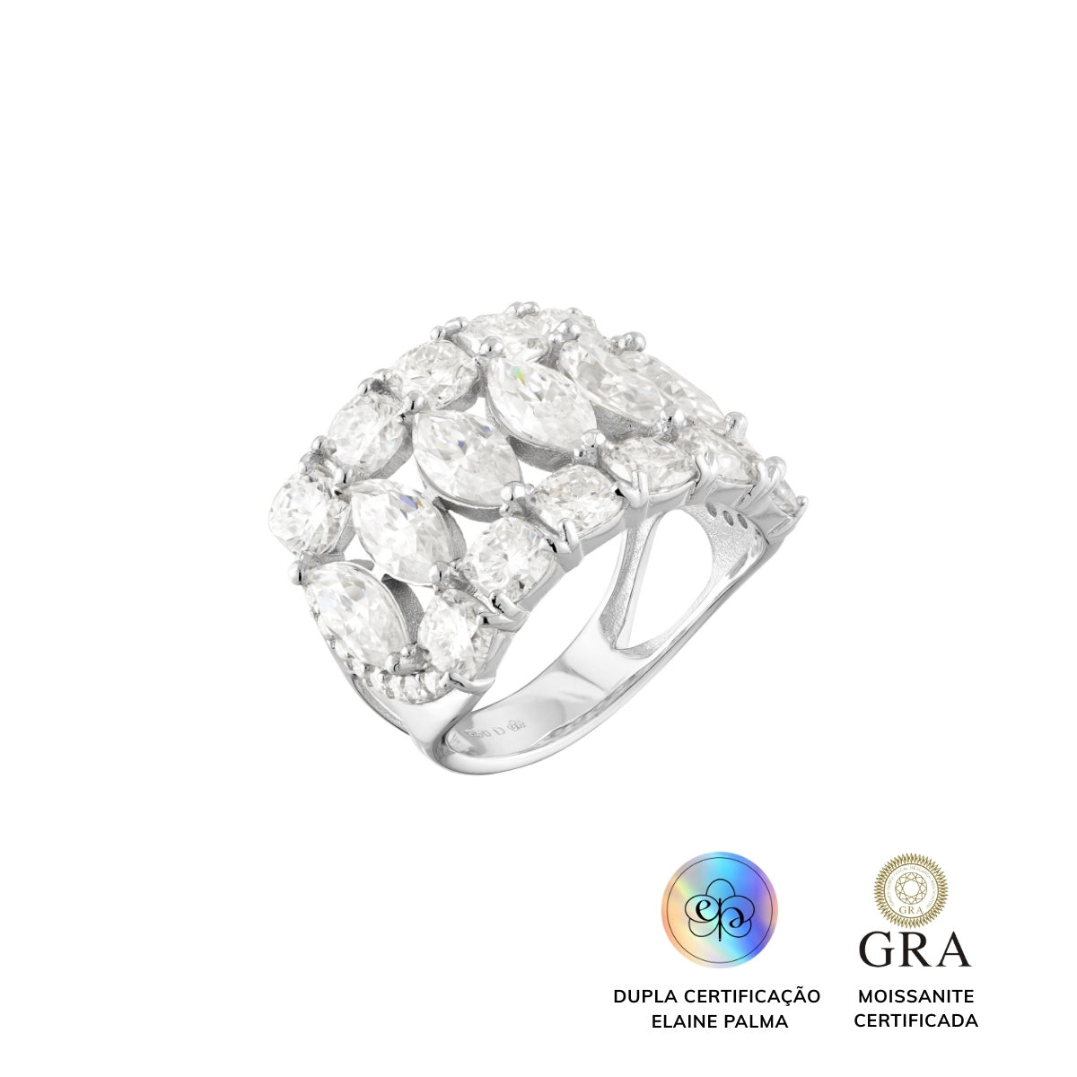 Anel Bright Glam moissanite 8 ct