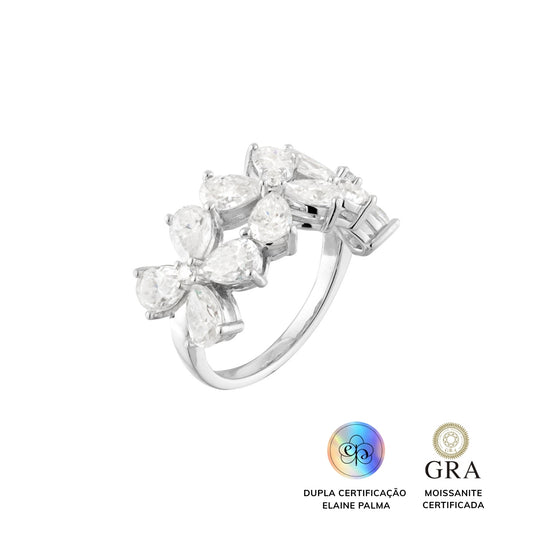 Anel Aparador Flower Glam Moissanite 6 ct