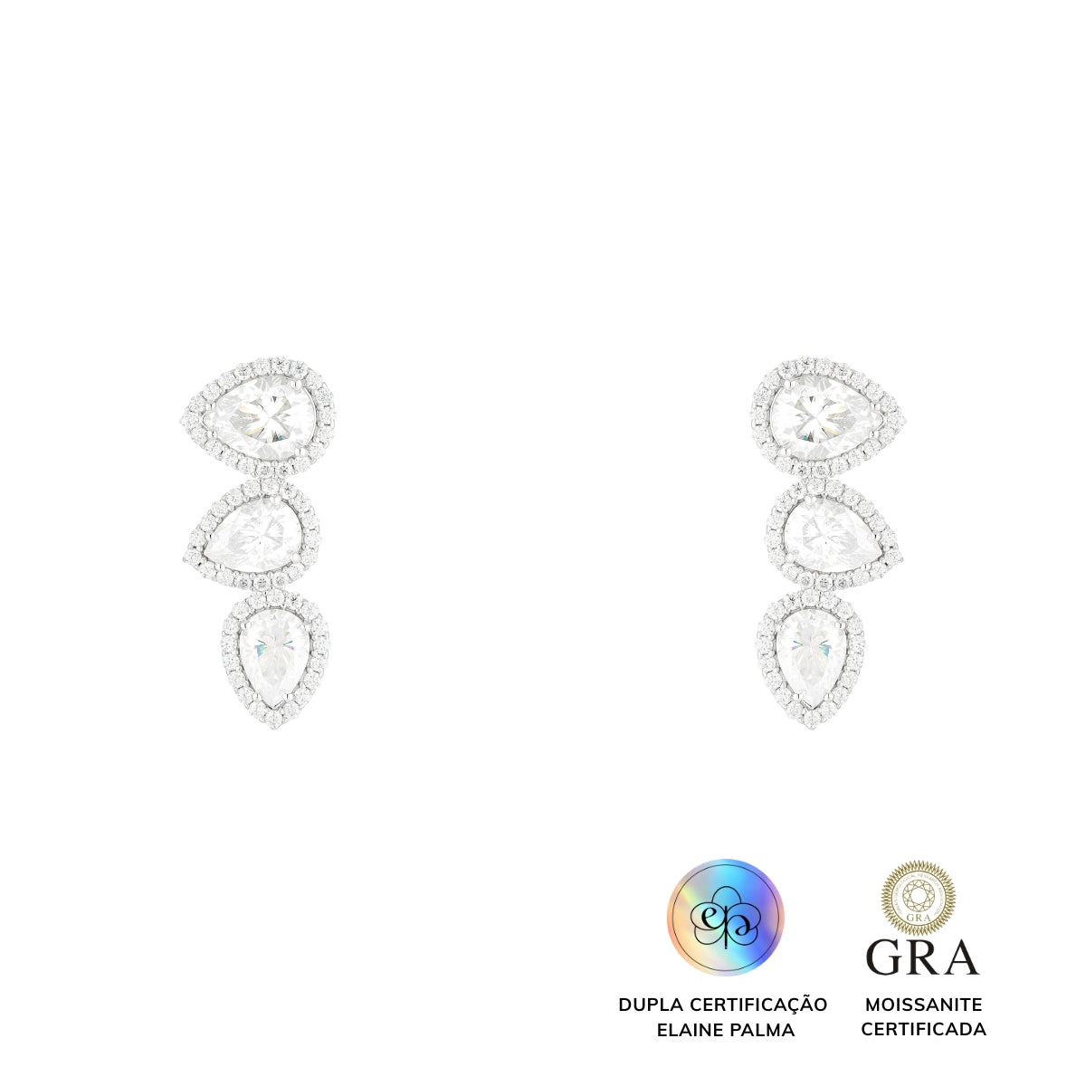 Brinco Earcuff Gotas Glam Moissanite