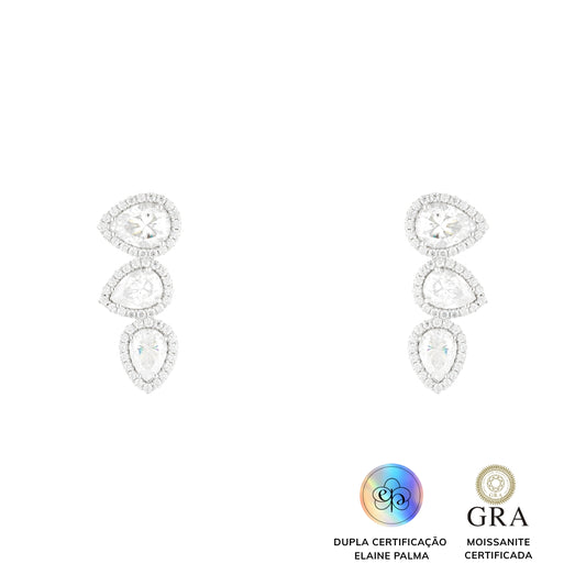 Brinco Earcuff Gotas Glam Moissanite