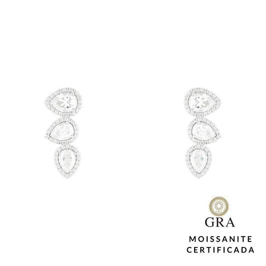 Brinco Earcuff Gotas Glam Moissanite