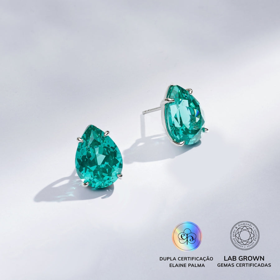 Brinco Gota Turmalina Paraíba Lab Grown