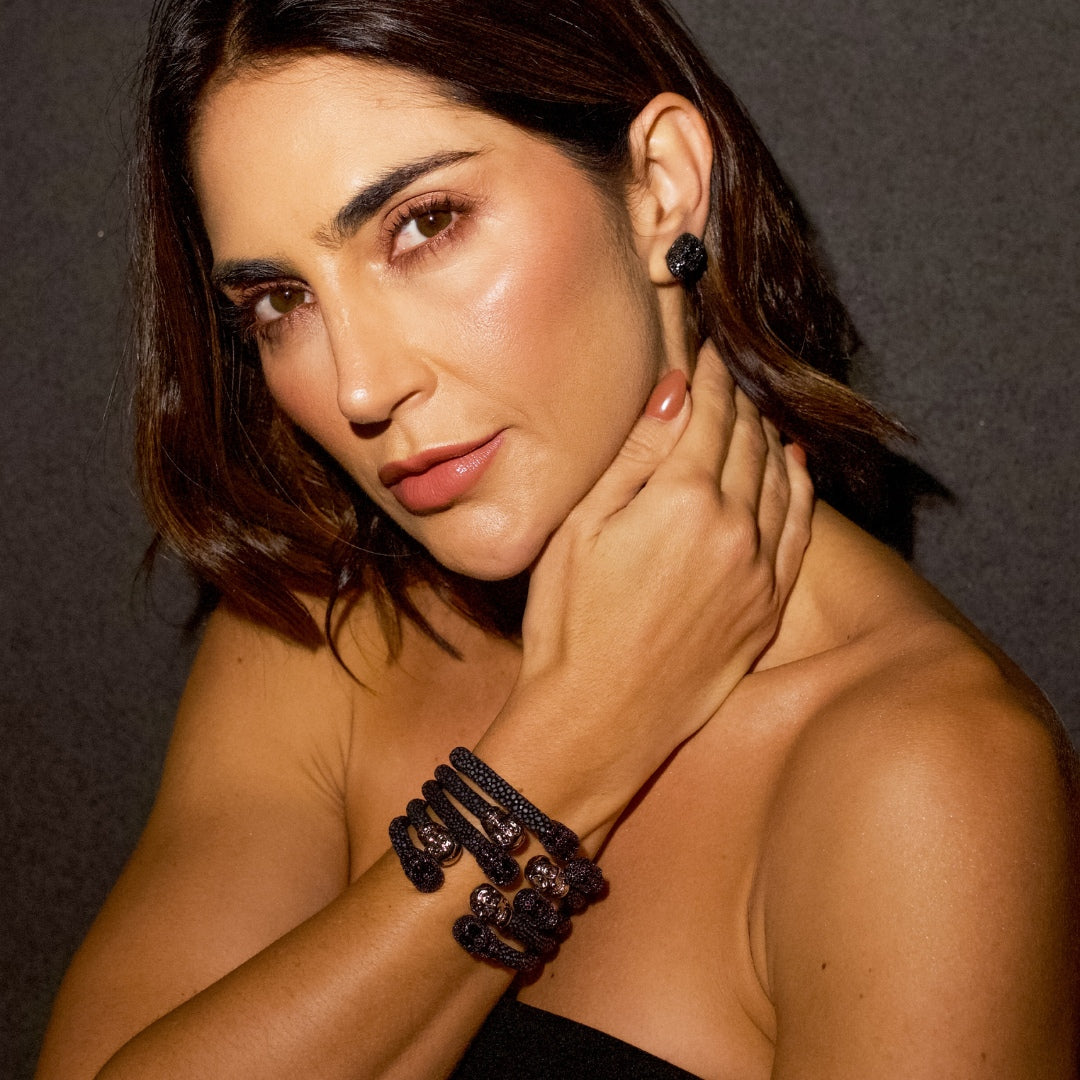 Bracelete Galuchat Rebel Silver
