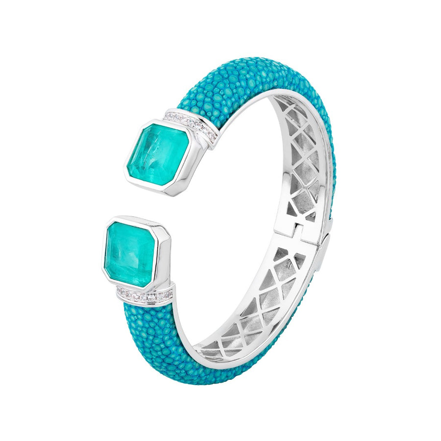 Bracelete Galuchat Square Turquesa