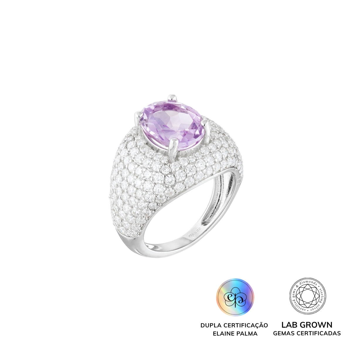 Anel Oval Ametista Glam