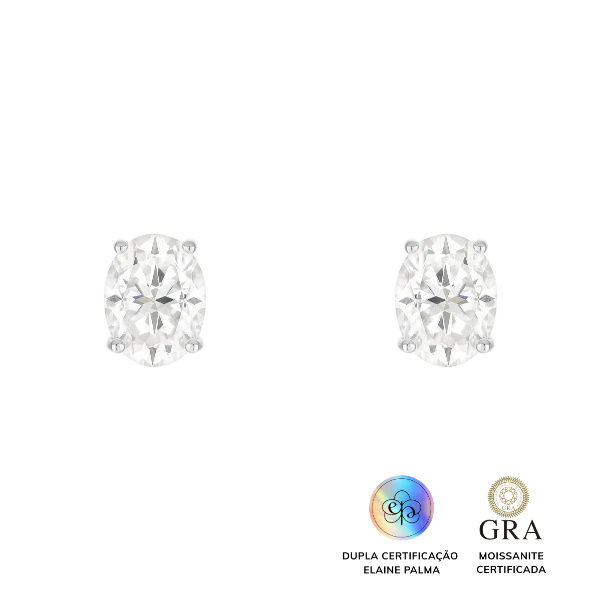 Brinco Oval Glam Moissanite 4 ct