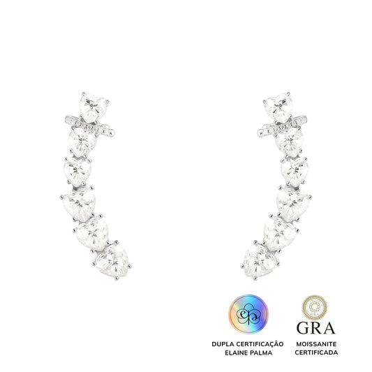 Brinco Earcuff Coração Glam Moissanite