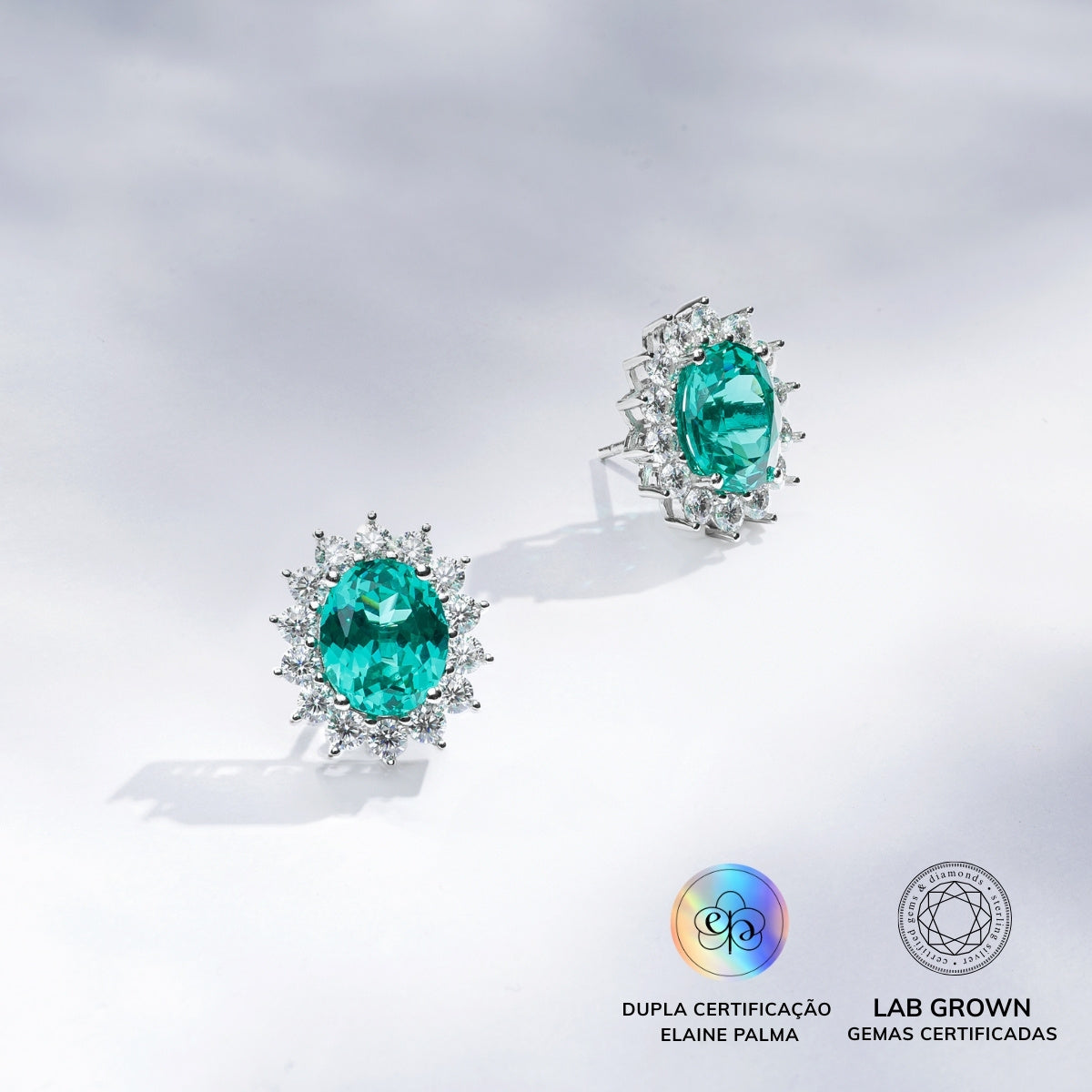 Brinco Oval Turmalina Paraíba Lab Grown