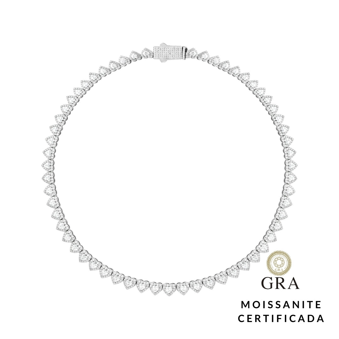 Colar Riviera Coração Glam Moissanite 23 ct