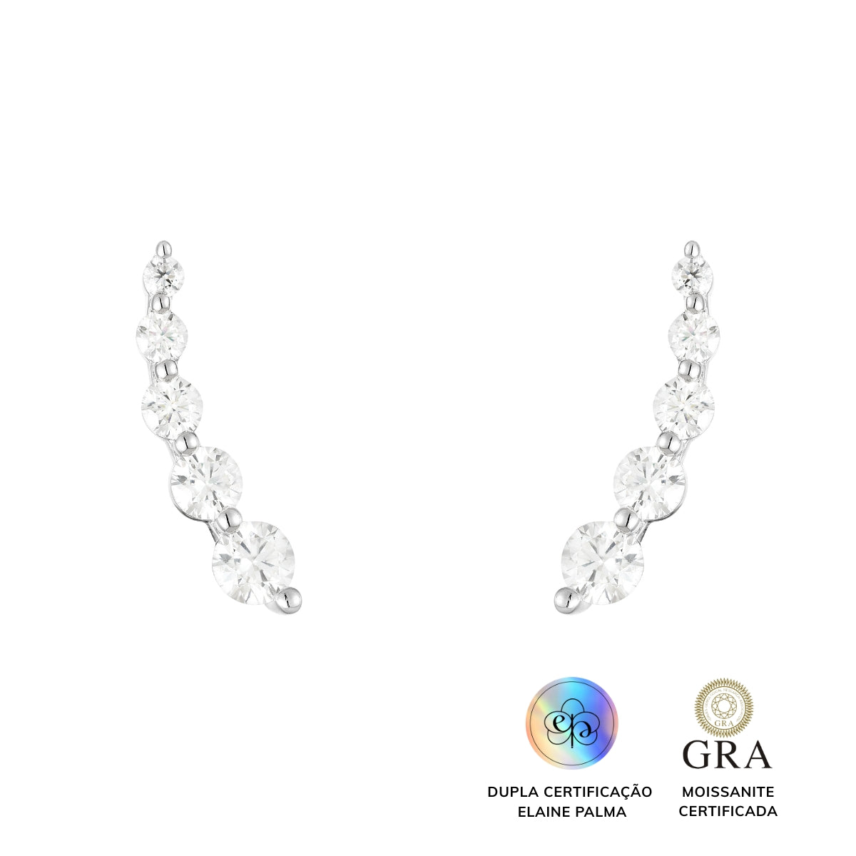 Brinco Earcuff Shine Glam Moissanite