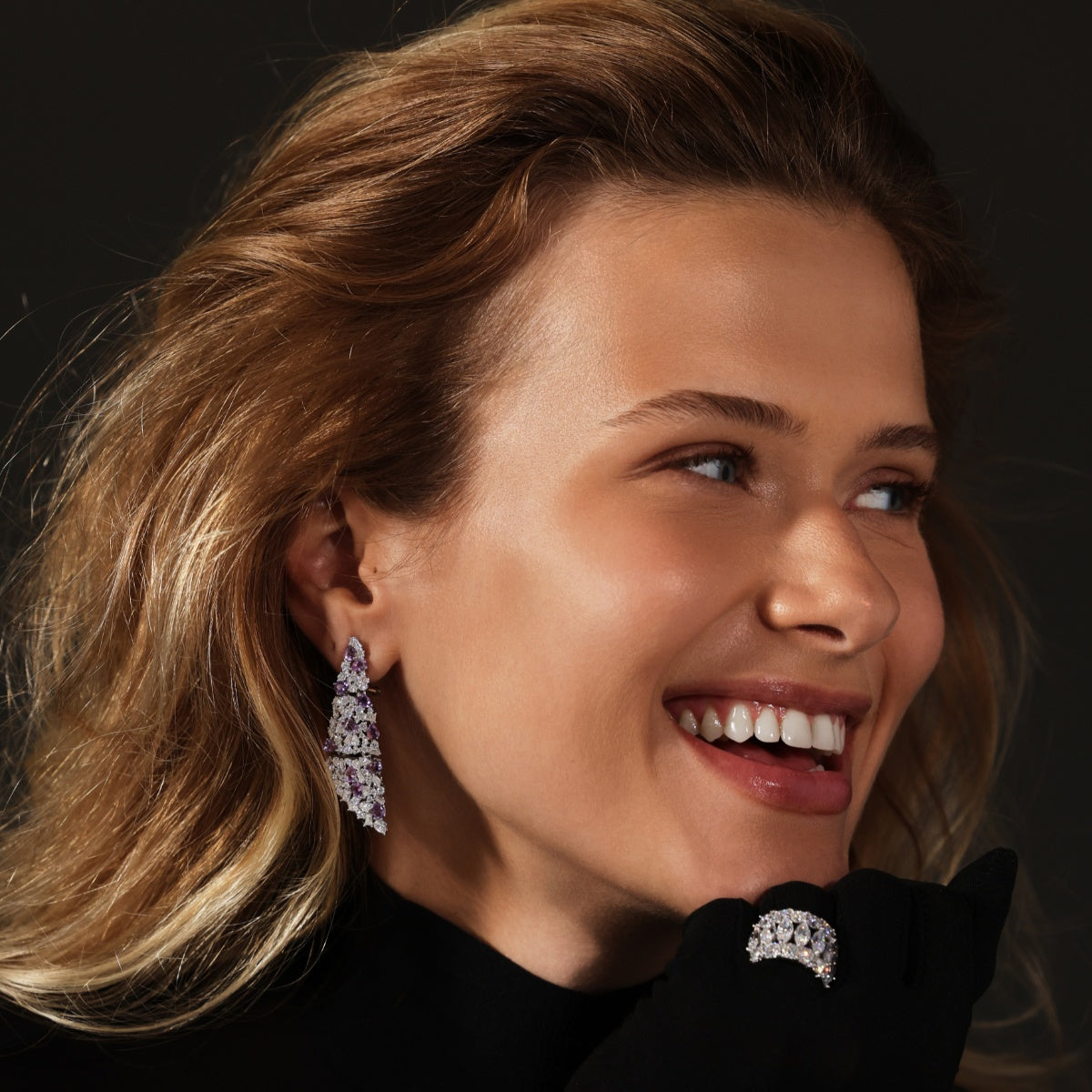 Brinco Véu Ametista Glam Moissanite 13.3 ct