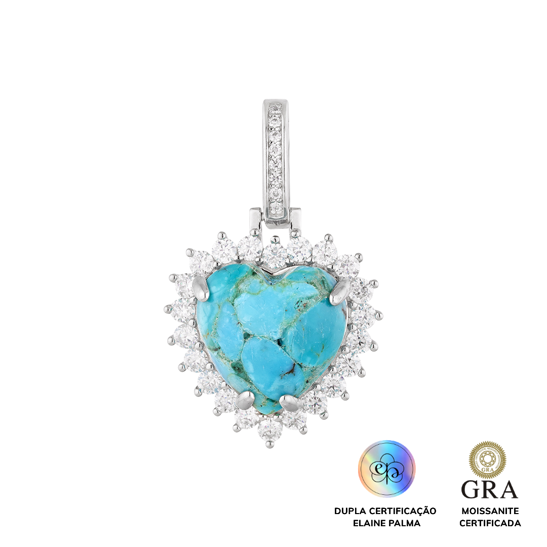 Pingente  Coração Turquesa Glam