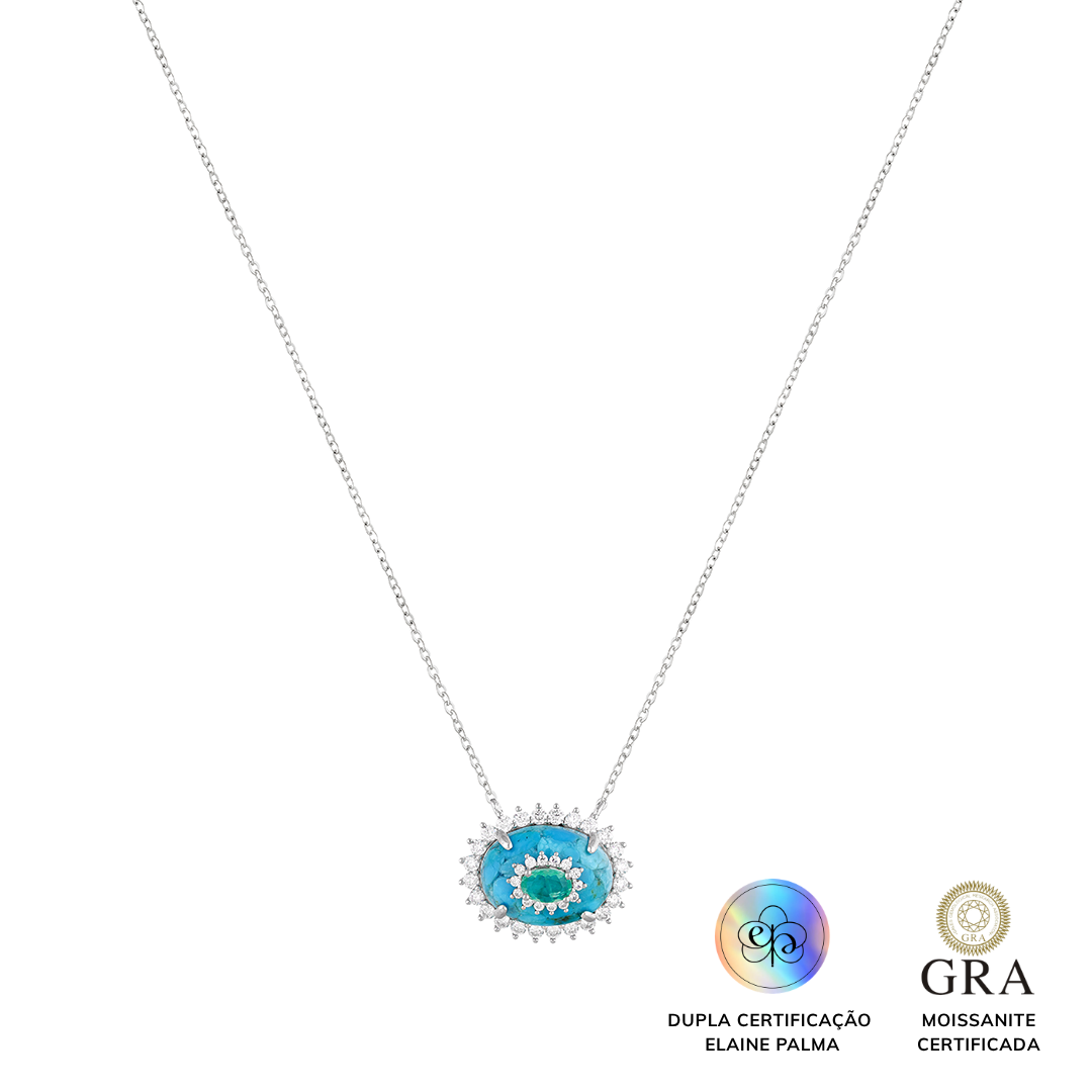Colar Oval Turquesa Fusion Glam