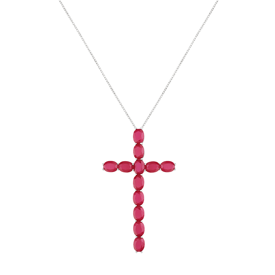 Colar Crucifixo Rubi