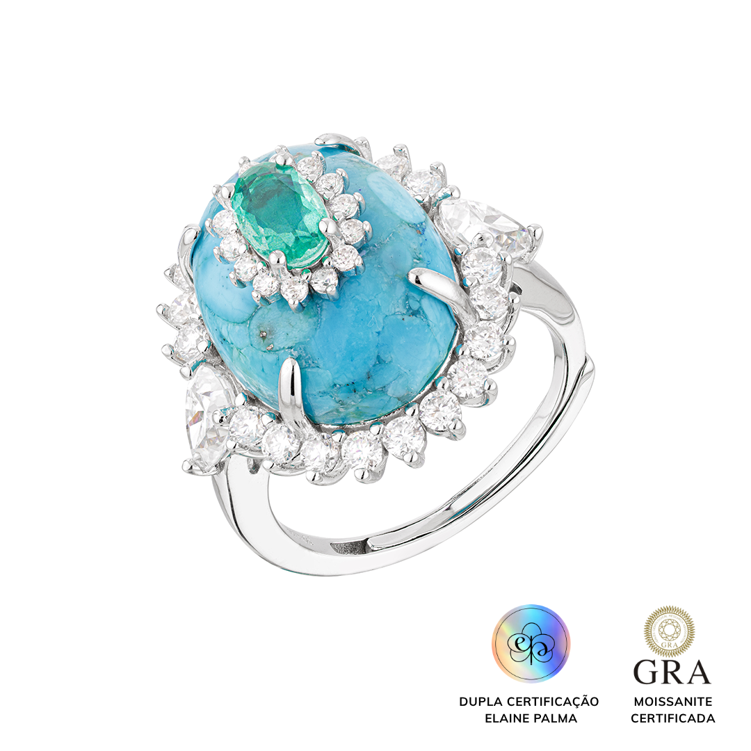 Anel Oval Turquesa Fusion Glam