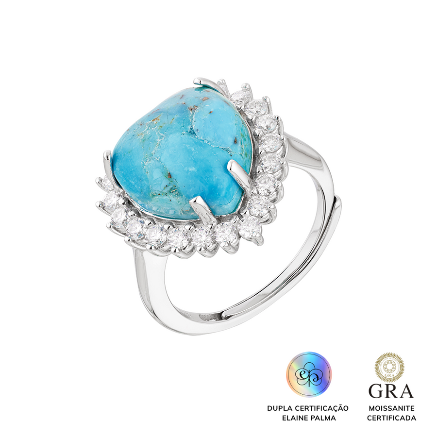 Anel Coração Turquesa Glam