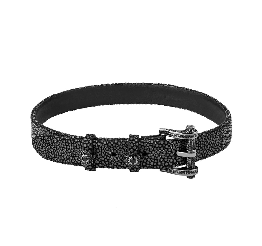 Colar Choker e Bracelete Galuchat Noir