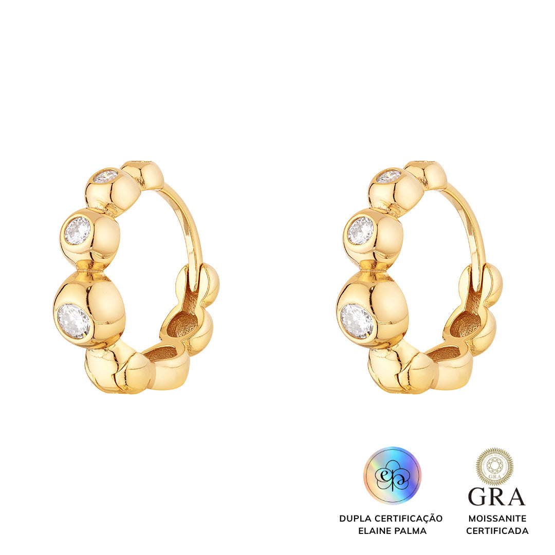 Brinco Argola Balls Glam - Dourado