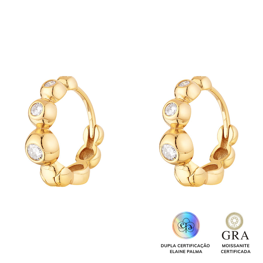 Brinco Argola Balls Glam - Dourado