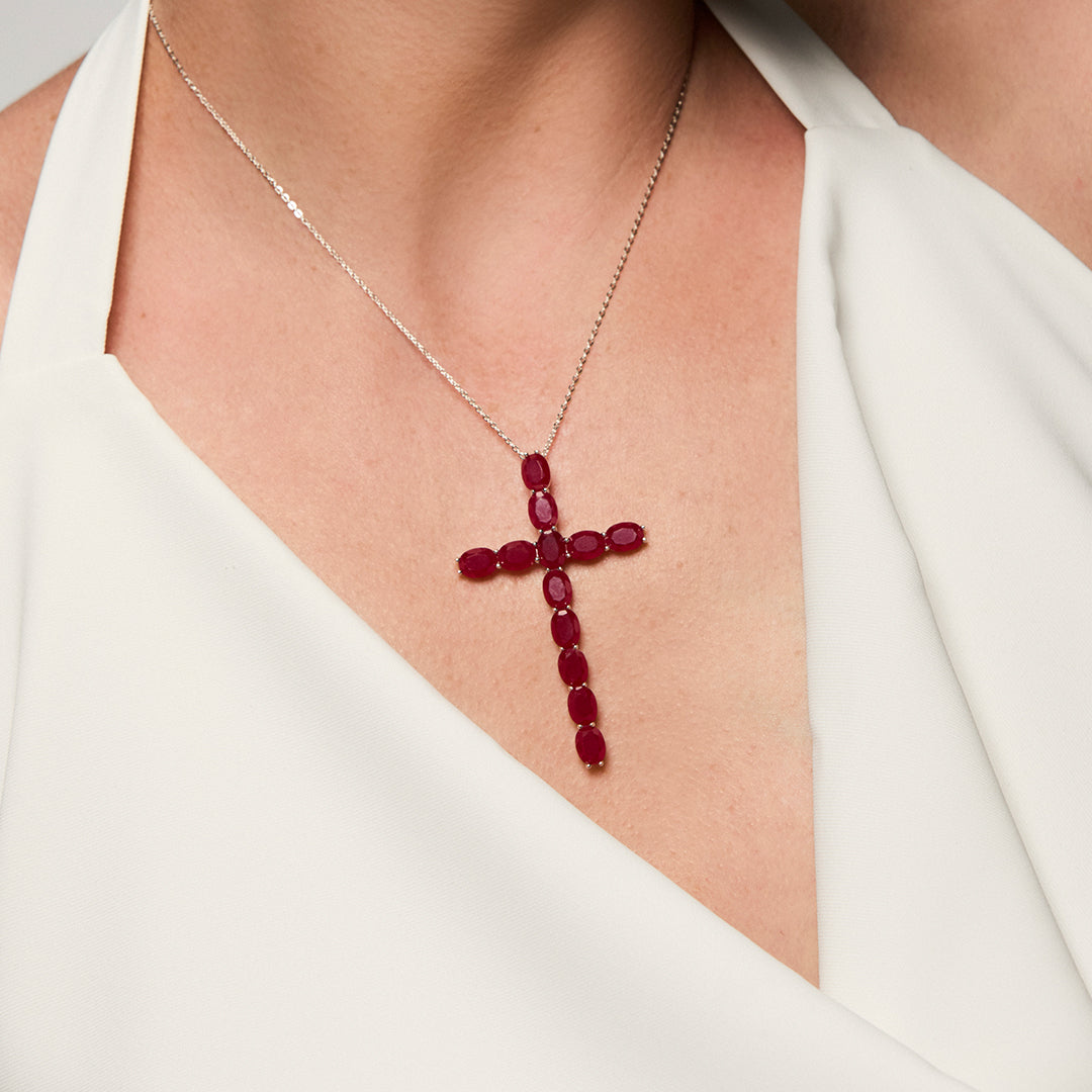 Colar Crucifixo Rubi
